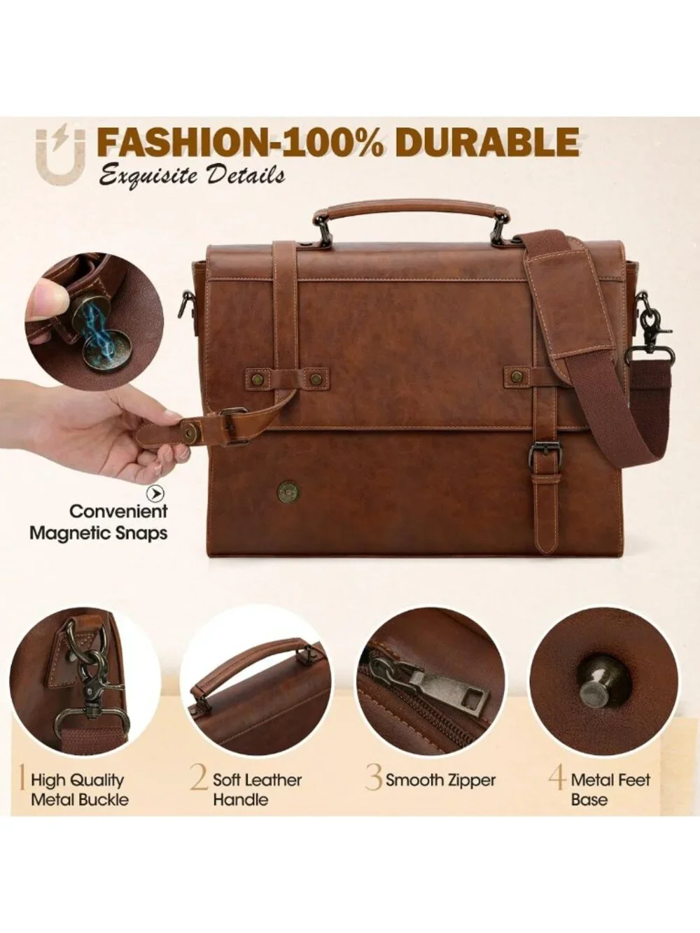 Vintage Leather Waterproof Messenger Bag for 17